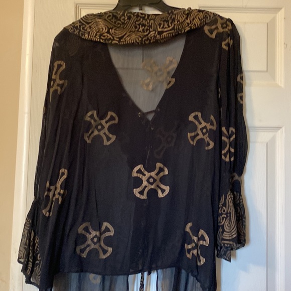 Very unique vintage 80’s sheer black and gold top - Picture 5 of 7
